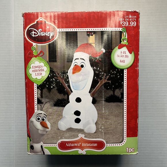 Rare 2015 5ft Olaf Disney Frozen Outdoor Lawn Airblown Inflatable Blow Up LED - Picture 1 of 7